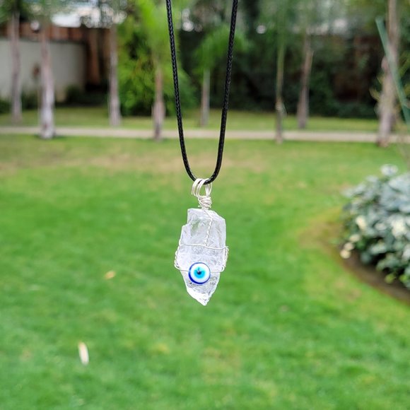 Clear Quartz Evil Eye Pendant - Picture 6 of 6